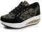 Mujer Adelgazar Zapatos Sneakers para Caminar Zapatillas Aptitud Cuña Plataforma Zapatos Negro,37 EU/Etiqueta 38