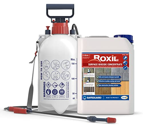 Roxil 200 Wood & Patio Cleaner (5L & Sprayer) - Cleans decking, fencing, wooden structures, patios and paving