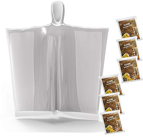 Rain Ponchos(6 Pack), Emergency Disposable Rain Ponchos Pack for Kids,Clear