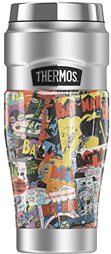 THERMOS Batman Comic Covers Gobelet de voyage en acier inoxydable avec double paroi isolée sous vide et double paroi, 473 ml