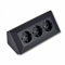 Enchufe para muebles de color negro, ideal para cocina y oficina, montaje vertical y horizontal, 3 enchufes de esquina de plástico