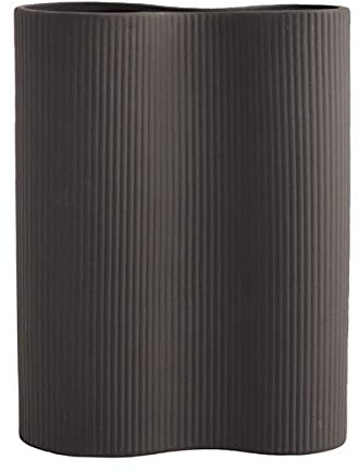 Storefactory - Doppelvase - Vase - Bunn - Farbe: Dark Grey, Grau - Keramik - mit feiner Rillenstruktur - Maße (LxBxH): 18 x 7 x 24 cm