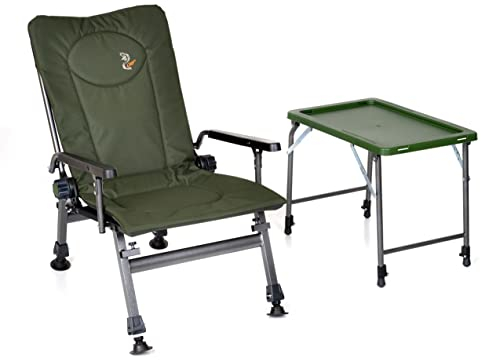 Carp Angelstuhl mit Tisch Campingstuhl F5R+ST5 Stuhl Deluxe Angeltisch Karpfen Klapptisch Angler mit extra Höhe