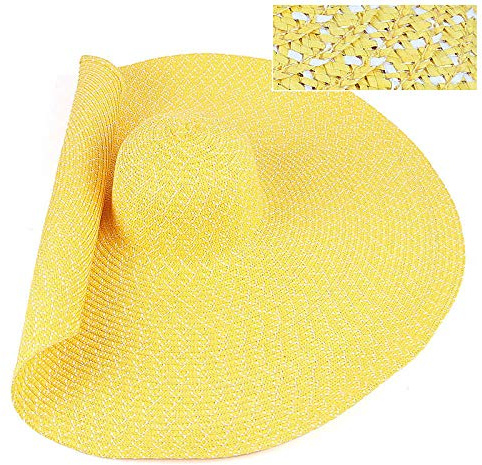 Chapeau Paille Femme 70 Cm De Diamètre Grand Large Bord Chapeau De Paille Femmes Panama Disquette Dames Plage Ombre Femmes Chapeaux De Soleil-Argent