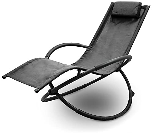 Lacestone Relax Liege Liegestuhl Gartenliege Sonnenliege Klappsessel Relaxliege Schaukelliege Klappbar (1x Relaxliege, Black)