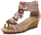 FRALOSHA Sandalen damen keilsandalen sommer offene Zehen lässig mit absatz Strandsandalen plateau sommerschuhe Pink 39 EU