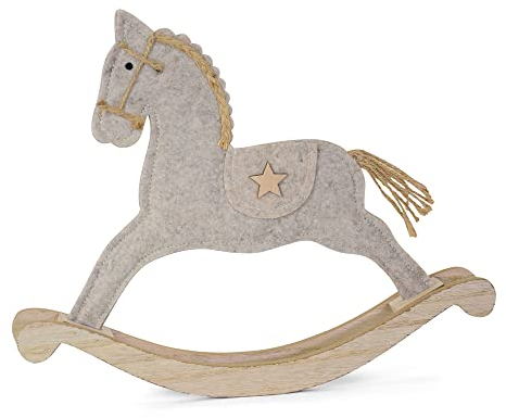 Riffelmacher&Weinberger Deko Holz Schaukelpferd 36 x 30 cm Grau | 10489 - Nostalgische Weihnachtsdekoration