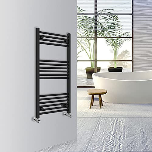 Warmehaus Straight Bathroom Heated Towel Rail Warmer Radiator Central Heating 1000x500mm - Black