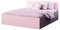 FurnitureByJDM Lit Coffre 160x200 avec Sommier – Double - Moderne Lit avec Rangement – Ouverture à Ressorts - Chambre Complete - (Gris/Rose)