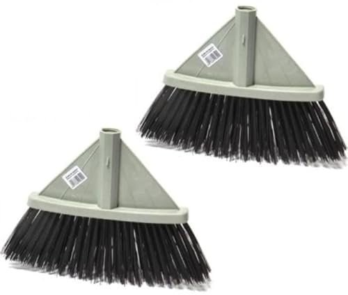 2 Pezzi, Scopa Alta e Piatta, Industriale Patrizia,per Pavimenti Interni ed Esterni, con Setole Nere rigide, Attacco del Manico Universale,Prodotta in Italia