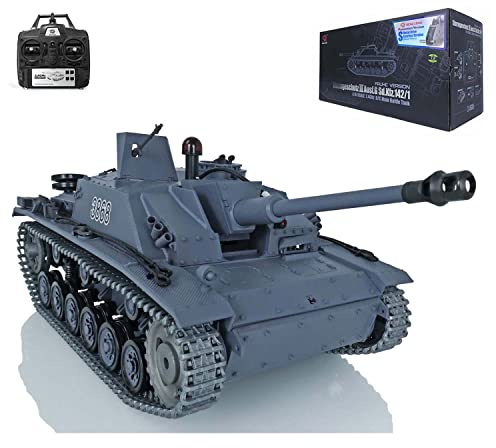 Wheelfun Heng Long Disponibile a magazzino, 1/16 7.0 Stug III tedesco aggiornato RTR Carro armato radiocomandato RC 3868 con cingoli in metallo, combattimento a infrarossi, cannone girevole, luce