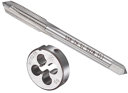 CoCud Taraud et Matrice Ensemble, M7 x 0.75 Filetage, Métrique Haute Vitesse Acier Machine Vis Taraud & Rond Outil Trousse - (pour Filetage Tapotement Réparation), 1-Ensemble