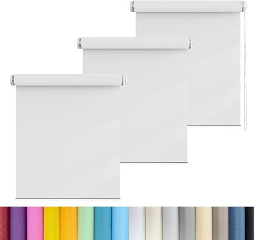 Blickdicht Sonnenschutz Jalousie 120 x 130 cm Flexibler Seitenzug Top Qualität Fensterdecor Sichtschutz-Rollo Inkl Montage-Teile, für Fenster und Türen, Weiß