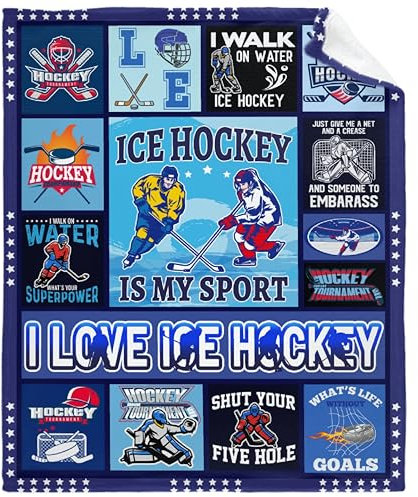 Hockey-Geschenke, Eishockey-Decke für Jungen, Mädchen, Herren, Hockey-Liebhaber, Geschenke für Geburtstag, Abschluss, Weihnachten, weiche, warme Eishockey-Überwurfdecke für Nickerchen, Couch, Auto,
