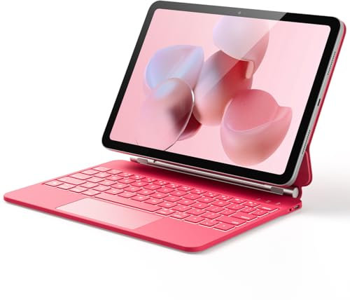 GreenLaw Funda flotante para iPad de 10ª generación con teclado, soporte magnético, funda resistente a las manchas, retroiluminación de 7 colores, funda con teclado táctil inteligente para iPad de 10ª