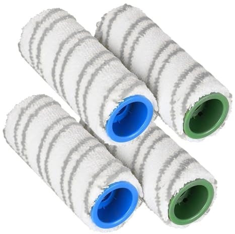 BRIOTA 4 PCS Multi-Surface Roller Set, Microfibre Roller Brush Set Compatible with Karcher FC3 FC5 FC7 FC3D FC5D Cordless Hard Floor Cleaner Roller, Grey Rollers Brush Set