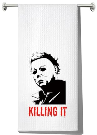 LEVLO FUUNY Horror Herren Küchentuch Skelett Fans Geschenk Killer Vibes Geschirrtuch (Killing It)