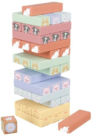 Orange Tree Toys Farm Animals Wooden Stacking Tower, Tumbling Tower Block Game - Family Fun for Kids and Toddlers, Girls, Boys, Classic Children's Stacking Game - Early Development & Activity Toys