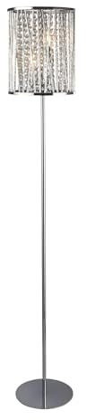 Licht-Erlebnisse Stehlampe Kristall Metall H: 152 cm Ø 25 cm schmal Chrom Klar Klassisch 2x E14 Stehleuchte Wohnzimmer