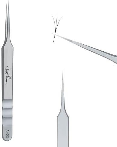 Natuhana Pinzetta Extension Ciglia Professionale in Acciaio Inossidabile di Alta Qualità Antiscivolo Punta Dritta Pinzette Antistatiche Eyelash Volume Tweezer(Argento, A-03)