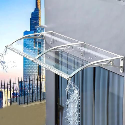 DWSSX Aluminum canopy front door, arched canopy, door canopy, polycarbonate round arched canopy for entrance door, arched canopy, white bracket (Size : 80x350cm)