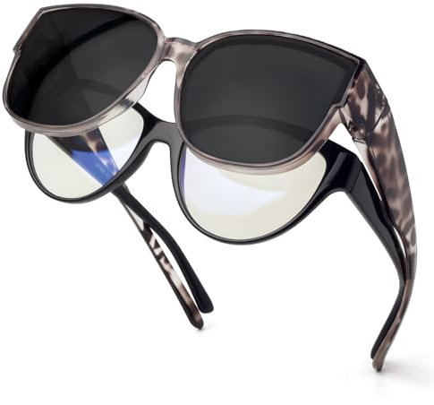 Face Shadow Polarisierte Überzieh Sonnenbrille Damen, Überbrille Sonnenbrille für Brillenträger, UV-Schutz Ultra Leicht Fit-Over Brille