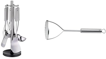 WMF Profi Plus Küchenhelfer Set 7-teilig, Ständer mit 6 Helfern & Profi Plus Kartoffelstampfer 28,5 cm, Cromargan Edelstahl teilmattiert, spülmaschinengeeignet