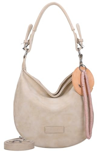 Fritzi Hobo Vintage Hobo Kunstleder Damen Umhängetasche Festival City vegan abnehmbarer Anhänger Vintage-Waschung 31 x 33 x 10 cm – Schwarz, Rosa, Braun, Gruen, Beige, Pink, Blau, Gelb