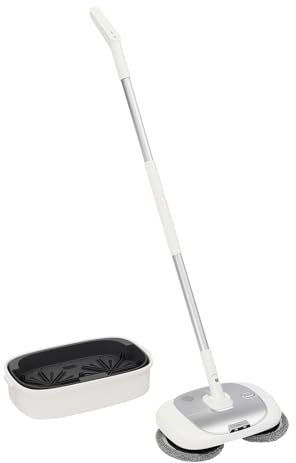 Kabellos Elektrischer Mopp, Elektrischer Sprüh Mopp, Looper Floor Mopp, Akku-Vibrationsmopp mit Sprühfunktion, LED Beleuchtung, 400ML Wassertank, 100min Laufzeit (Silber)