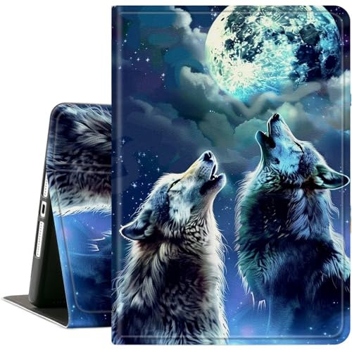 for Kindle Fire 7 Tablet 12th Generation 2022 Release Case, Slim Cover Case with Auto-Wake/Sleep for Kindle Fire 7 2022,Wolf Howling Moon