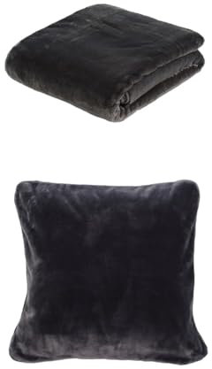 Gözze Premium Cashmere-Feeling Decke und 2er Set Cashmere-Feeling Kissen, 130x170 cm + 50x50 cm, Farbe: anthrazit
