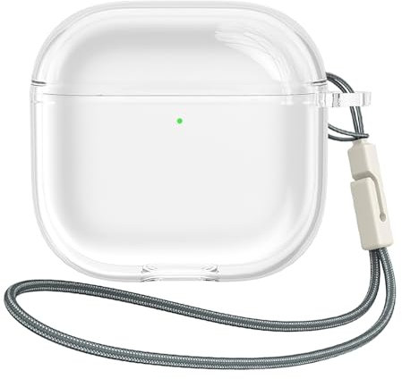 SEIAIYG Funda Compatible con AirPods 4, Ultrafina, Suave, Shockproof, Funda Protectora de Silicona con Cordón - Transparente