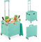 Relaxdays Einkaufstrolley klappbar, Einkaufskorb mit Lenkrollen, bis 35 kg, Deckel & Teleskopgriff, Rollkiste, türkis