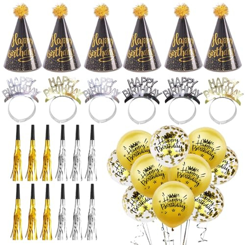 CLDURHGE Silvester Deko Neujahr Party Dekoration Set, Fantastische Geburtstagskrone & Partyhüte Set für Erwachsene und Junge Leute - Spaß für jede Art von Party und Geburtstag