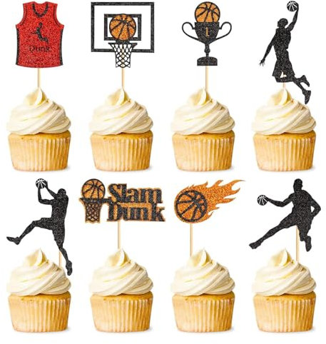 24 Stück Tortendeko, Basketball Geburtstag Basketball Cupcake Toppers,Tischdekoration Für Basketball Thema Geburtstagsparty, Für Geburtstagskuchen Dekorationen In Geburtstag Party