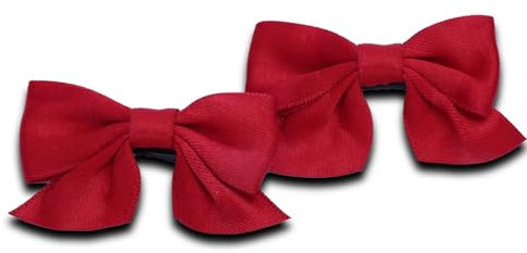 Set di 2 Fermagli per Capelli con Fiocco in Gros-grain e Mollette a Coccodrillo Antiscivolo, Accessori per Capelli Moda per Ragazze e Donne, Ideali per Natale, Matrimoni e Compleanni (Rosso)