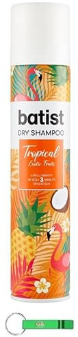 8x Batist Dry Shampoo Tropical - Trockenshampoo Reinigt das Haar in nur wenigen Minuten ohne Wasser Kokosnuss- und Passionsfrucht Duft 75ml+ Beni Culinari Kostenloser Schlüsselanhänger