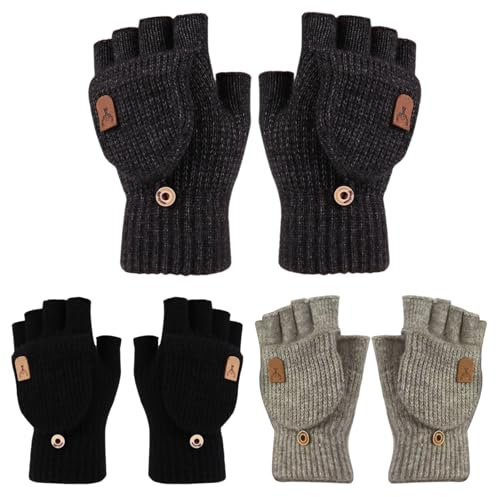 JSTHHTT Fingerlose Handschuhe, Winterhandschuhe Touchscreen Handschuhe, Handschuhe ohne Finger Winter Warme, Fingerless Gloves für Damen Herren für Skifahren Radfahren