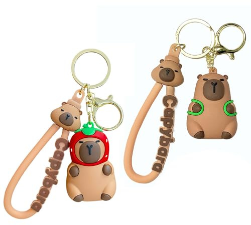 Capybara porte Clé,2 PCS Porte-Clés Capybara Kawaii en Résine Pendentif Mignon Décoration De Porte Clés Capybaras pour Sacs Voiture et Cadeaux Idée Cadeau pour Femmes et Enfants