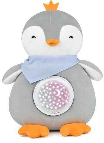 Peluche per la Nanna, APUNO LTranquillizzante Carillon con 18 Melodie e Proiettore Stelle Rumori Bianchi Luce Notturna Bambini, Peluche Neonati con Sensore di Pianto Luce Neonata