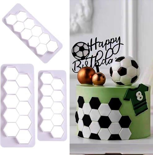 3 PCS Sechseck Ausstechformen Set, Ausstecher für Fußball Kuchen Dekorationen und Basteln