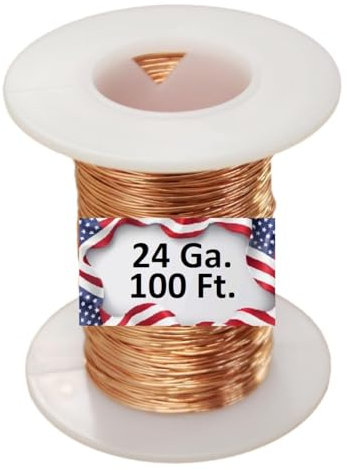 Copper Wire USA Pure Copper Round Wire, Chouse Size Dead Soft, 100 Ft, Uncoated, Made in USA (100, 24 Ga.)