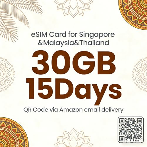 esim Singapore Malaysia Thailand 30GB Daten 15 Tage Prepaid Karte Datenpaket 4G/5G Prepaid Reise-eSIM für SMT Länder Sofortige QR-Code Lieferung Kein physisches SIM erforderlich KomiOS Android