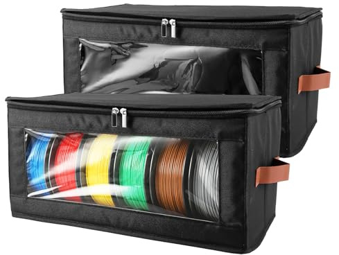 Ghligna 2 Stück 3D Filament Aufbewahrung, 42x21x20.5cm Filament Box Luftdicht, Filament Aufbewahrungsbox, Filamentbox mit Transparenter Fenster, Filament Boxen für PLA, ABS, PETG Filamentspulen
