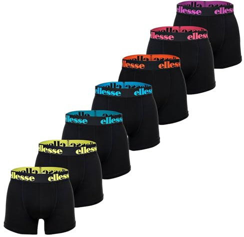 Ellesse Herren Boxer Shorts, 7er Pack - Yema Boxershorts, Logobund, Ohne Eingriff, Cotton Stretch