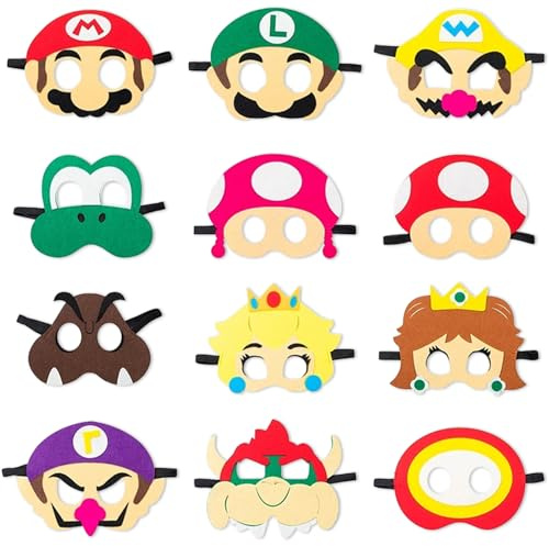 12 Piezas Mascara de Cumpleaños de Mari, Mascara de Mari, Máscaras de Fieltro, Máscaras Temáticas, Artículos para Fiestas, Fiesta de Cumpleaños Infantil, Fiesta de Cosplay, Halloween, Carnaval