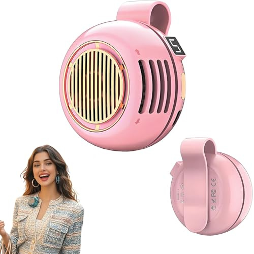 Portable Silent Bladeless Clip-On Fan, Small Whirlwind Clip Waist Neck Fan, Clip On Fan for Clothes, Mini Electric Fan with 5 Speeds, Lightweight Personal Cooling Fan for Travel, Office Use (Pink)