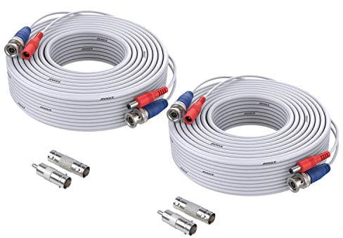ANNKE 2 Pack 30M/100ft All-in-One Video Power Cables, BNC Extension Surveillance Camera Cables for CCTV Security DVR System Installation, BNC Connector Included (White)