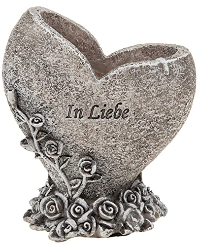 SIDCO Grabvase Herz Grabdeko Vase Herzvase Liebe Pflanzschale Schale Grabschale Rosen