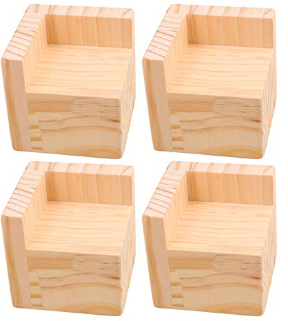 RDEXP 7,5 x 7,5 x 7,3 L-förmige Semi-Closed Lift Holz Bett Schreibtisch Riser Lifter Tisch Möbel Füße Lift Aufbewahrung Set von 4